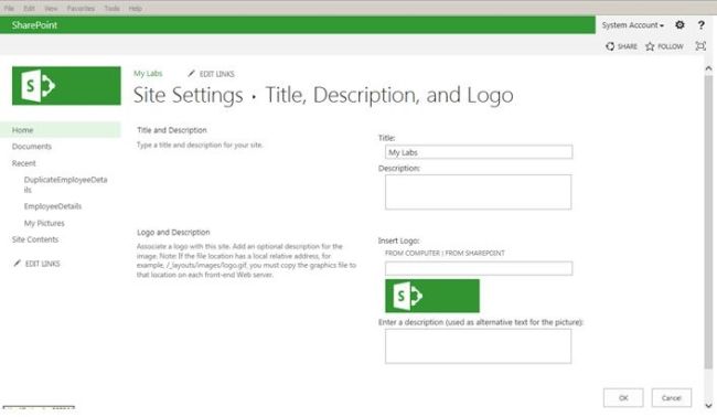 Change the name of the title